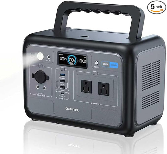 OUKITEL Portable Power Station 512Wh, LiFePO4 Battery 800W Solar Generator, with 2x800W AC Outlets (Peak1600W), 500W Fast Charging Battery Backup, for Camping,Emergency, RV, Off-Grid Living