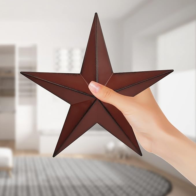 JoyEvy 12" Metal Barn Star Wall Decor-American Flag Stars for Outside Or Inside of House-Iron Texas Metal Star Rustic Vintage Western Country Home Farmhouse Wall Art Decorations (Set of 3)