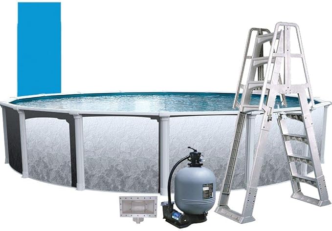 In The Swim 24' Round Above Ground Swimming Pool - Weekender Plus Package - Featuring: Sand Filter, Pump System and A-Frame Ladder