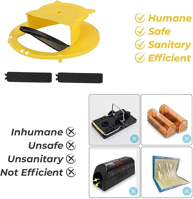 Bucket Lid Mouse Trap,Auto Reset,Humane and Efficient Mouse Trap Bucket-3Pack