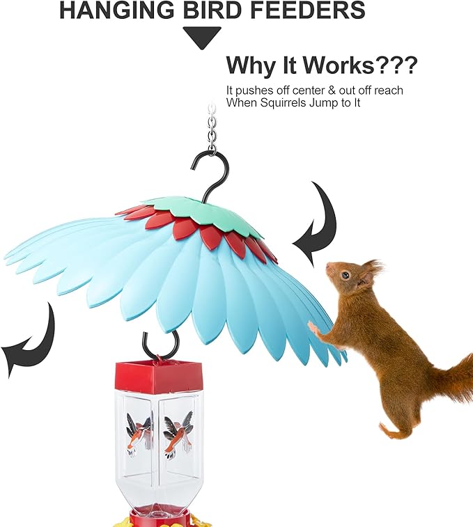 Beserie Squirrel Baffle,Hang from Bird Feeders for Outdoors Squirrel Proof, Protect Feed Green Dome Attract Hummingbirds, Moat Proof, Easy to Clean-14inch(Blue)