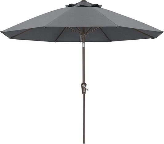 ABCCANOPY 10-Year No Fading 9FT Patio Umbrella, Acrylic Outdoor Table Umbrella with 8 Sturdy Ribs for Deck, Backyard, Garden, Yard (Gray)
