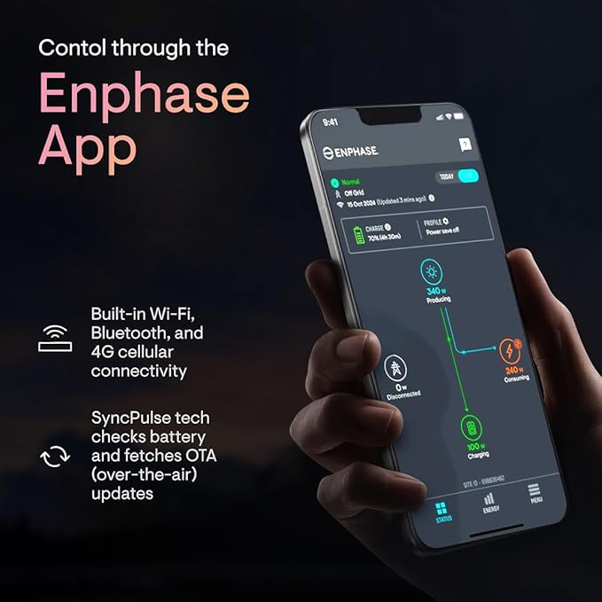 Enphase IQ PowerPack 1500 + IQ Cart – Advanced portable power with microinverter technology, LCD touchscreen, 4G cellular, Wi-Fi & Bluetooth, IQ Cart for easy mobility during camping or home backup