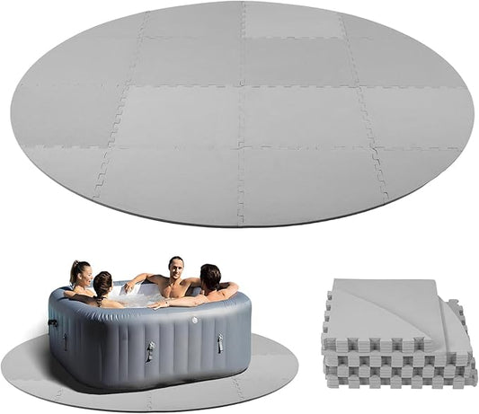 77" Round Hot Tub Mat for Inflatable Tub - 1/2" Extra Thick Non-Slip EVA Foam Spa Pad, Outdoor Hot Tubs Pool Foundation, Camping Game Mat (Easy Clean)