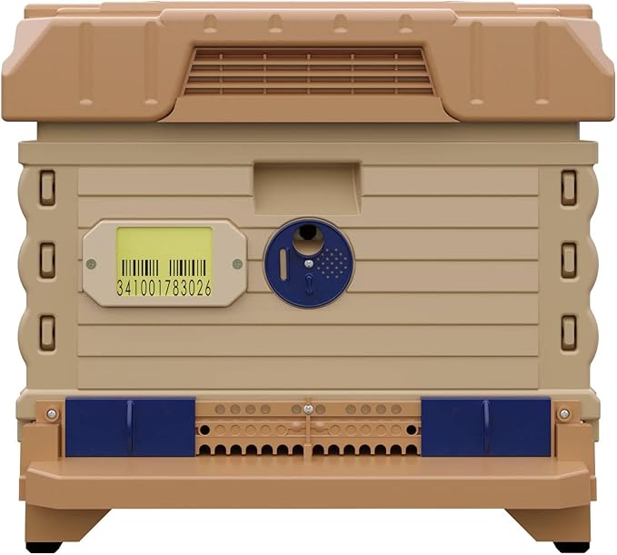 Apimaye Ergo Insulated 10 Frame Bee Hive Set [NO Frames Included] (Single Hive, Tan Body Blue Entrance)