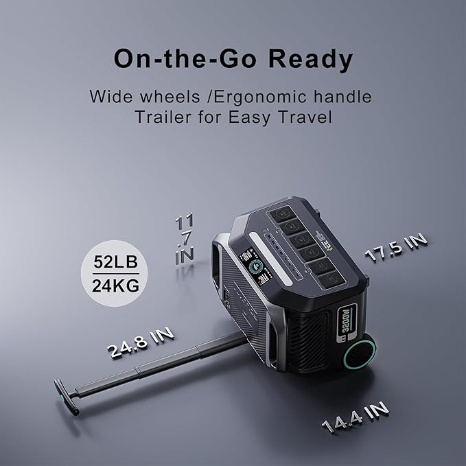 IEE P3200 Portable Power Station 3200W with 500W Solar Panel, 2048Wh Solar Generator, 1800W AC Charging, AC Outlets x 4, LiFePO4 Battery Power Station for Home Backup, Camping, RV, Emergency