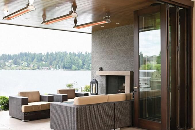 Single Element - 4000 Watt Electric Patio Heater-240 Voltage-Black Finish