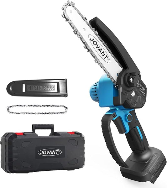 6-Inch Mini Chainsaw Cordless,Lightweight Handheld Electric Pruning Saw for Tree Trimming, Branch Cutting, Wood Cutting, Gardening - Safety Lock, Automatic Oiler, (No battery)