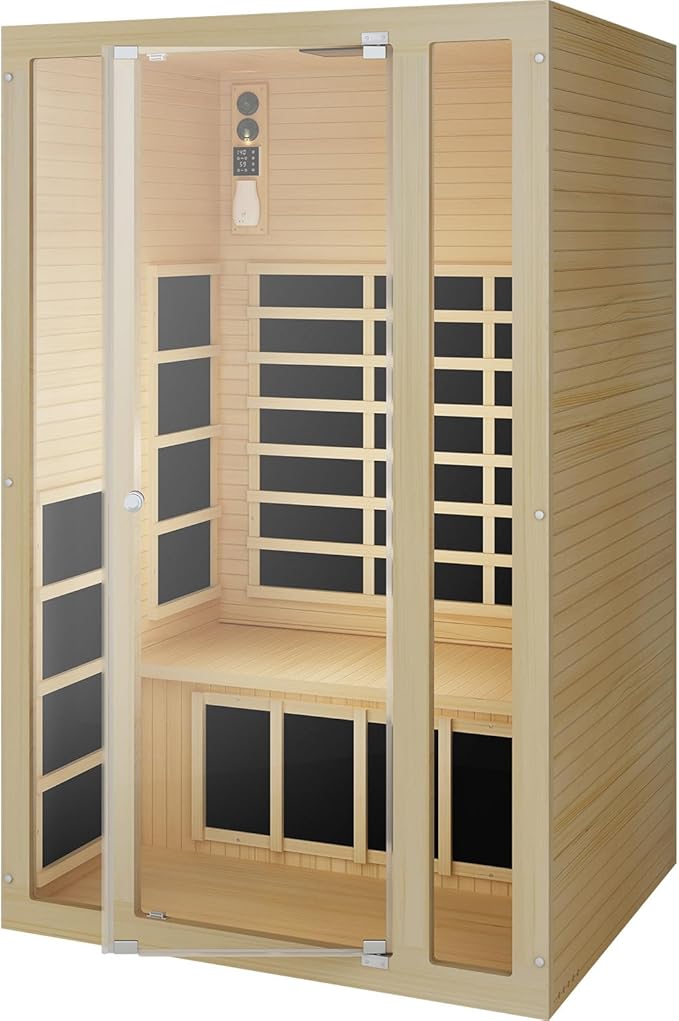 JNH Lifestyles Ensi 2-Person Home Infrared Sauna with Red Light Therapy, Ultra-Low EMF - Indoor Personal Luxury Spa for House and Gym