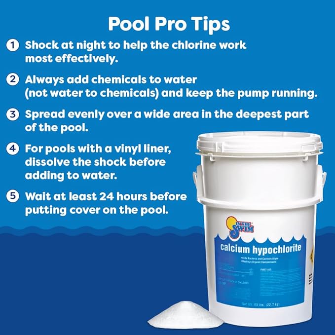 In The Swim Chlorine and Shock Bundle for Sanitizing Swimming Pools – Includes 4 Pound Bucket of 1 Inch Chlorine Tablets and 6 x 1 Pound Bags of 68% Cal-Hypo Pool Shock