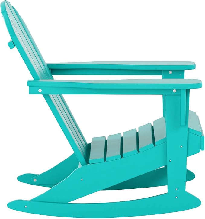 WestinTrends Malibu Outdoor Patio Porch Rocking Adirondack Chair (Set of 4), Turquoise