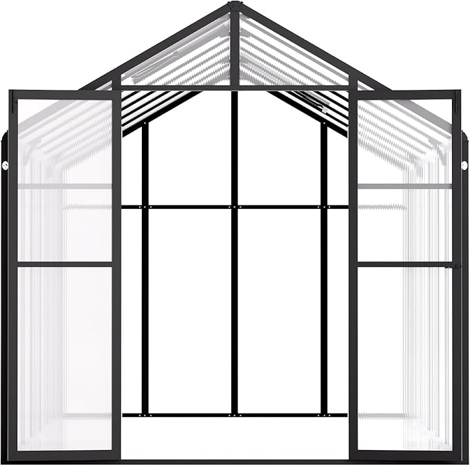 VEVOR Polycarbonate Greenhouse, 8 x 14 Ft, Outdoor Greenhouse with 2 Vent Windows, Pavilion Styled with Hinged Door, Aluminum Large Walk-in Greenhouse Kit for Outside Garden Backyard
