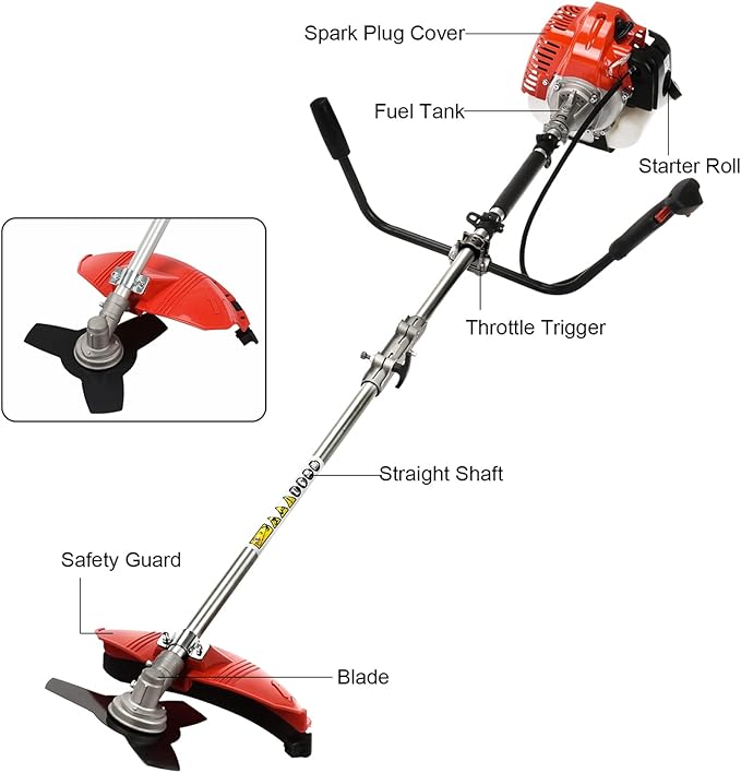 Weed Eater Gas Powered, 52cc 2-Stroke Gas String Trimmer, 2 in 1 Gas Weed Trimmer Multi-Functional Trimming Tool for Lawn Garden Care Trimming