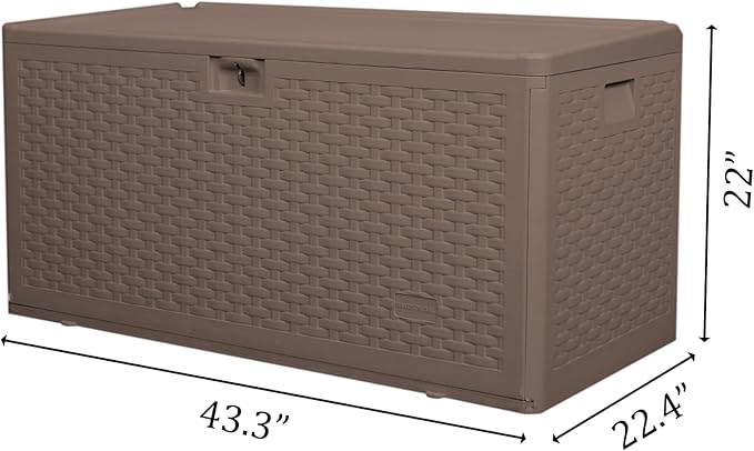 TARKARI Premium Pro Edition 73 Gallon Lockable Resin Deck Box, Waterproof & UV-Resistant Outdoor Storage Box for Outdoor Cushion Storage, Garden Tools & Pool Accessories Storage, Coffee