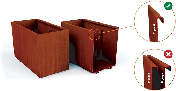 Plantercraft Corten Steel Planters Large Round | 42 x 24 Inch Extra Large Planters Outdoor for Garden & Patio | Heavy Duty 11-Gauge Weathering Steel