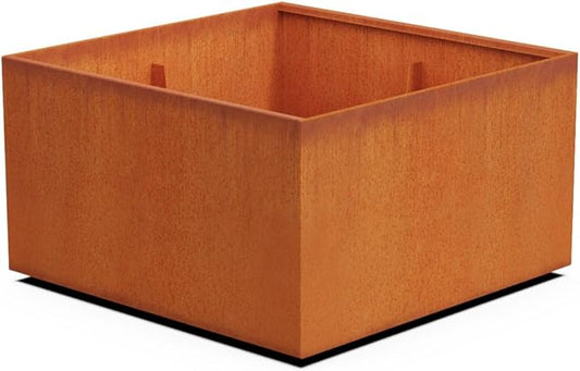 PLANTERCRAFT Corten Steel Planter Square Cube Metal Garden Box Heavy Duty | Made in USA | Fully Assembled | Commercial Residental Outdoor