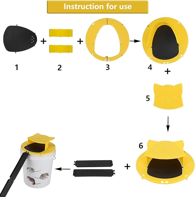 Mouse Trap Bucket with Auto-Reset Lid,Mouse Rat Trap Bucket Lid for Humane Rodent Control,5-Gallon Bucket Compatible