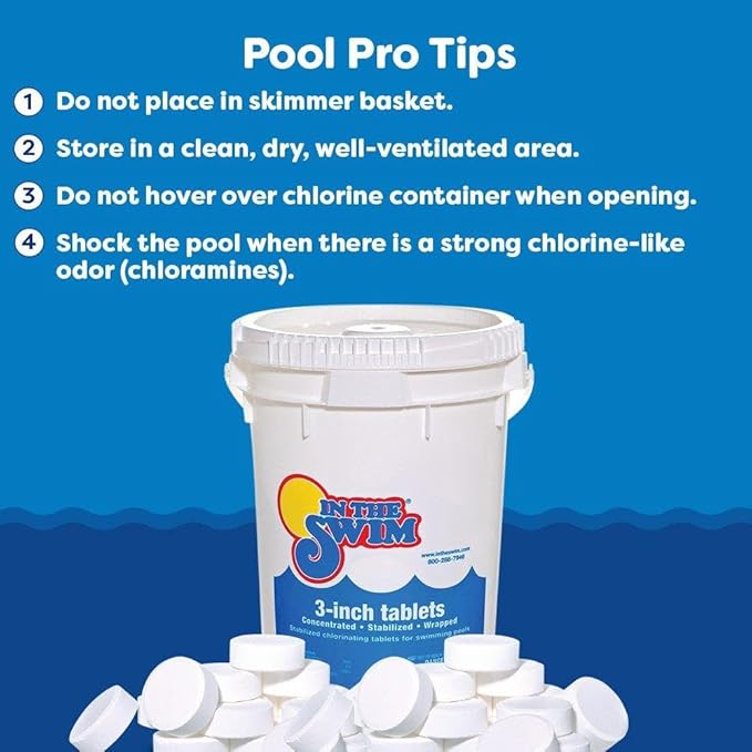 In The Swim Chlorine-Free Shock & Chlorine Tablets Bundle: 24 x 1 Pound Bags & 25 Pound Bucket of 3 Inch Stabilized Tablets