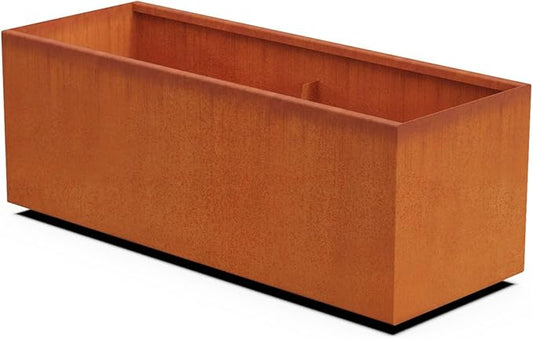 Plantercraft Large Rectangular Planters for Outdoor Plants 48x18x18 Corten Steel Planter | Extra Large Outdoor Planters for Garden & Patio | Heavy Duty Metal Planter Rectangle