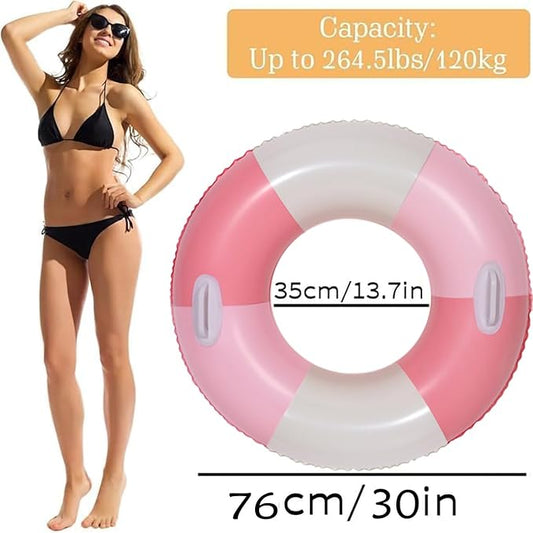 2PCS 30IN Inflatable Pool Floats Adult Large Swim Ring Classic Striped Pool Inner Tubes,Premium 30" Summer Water Floats for Adults Rings Pool Floaties Adult Size for Summer Pool Party Beach