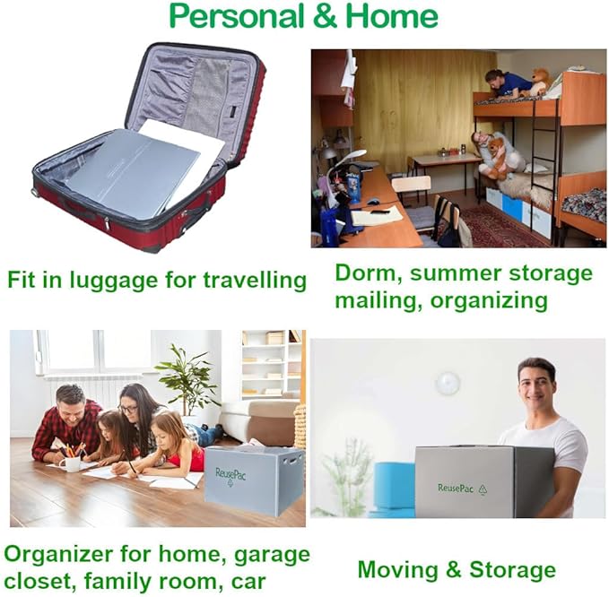 Reusable Foldable Box Corrugated PP Lightweight, Storage Moving Mailing, Heavy Duty Stackable, Tape Free Self-Locking Lid, Handles for Business Home X-Large (6 Pack Sky Blue 24x16x12 in)
