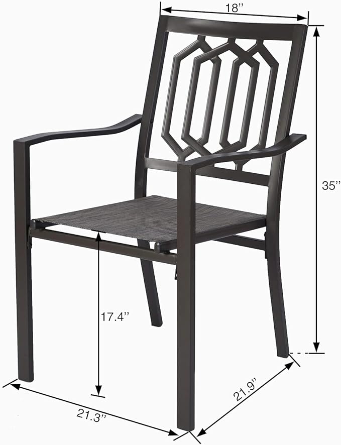Kozyard Villa Outdoor Patio Dining Chair (Steel/Textilene) for Garden Backyard Lawn