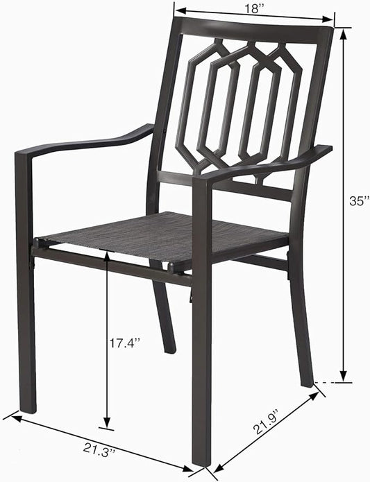 Kozyard Villa Outdoor Patio Dining Chair (Steel/Textilene) for Garden Backyard Lawn