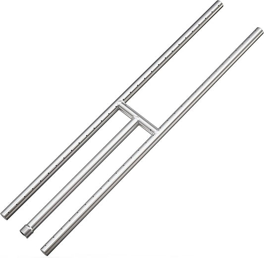 Onlyfire Stainless Steel Fireplace H-Burner for Natural Gas & Propane Fire Pit and Fireplace, 30 x 6 Inch Rectangular DIY Firepit H Burner for Indoor and Outdoor, BTU Max 150,000