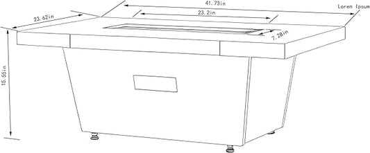 Propane Fire Pit Table, 42 Inch Firepits for Outside, Rectangle Gas Fire Pits for Outside Patio, Deck, Backyard, Pool, 50000BTU, Tank Outside, Tank Not Included, Cement Grey