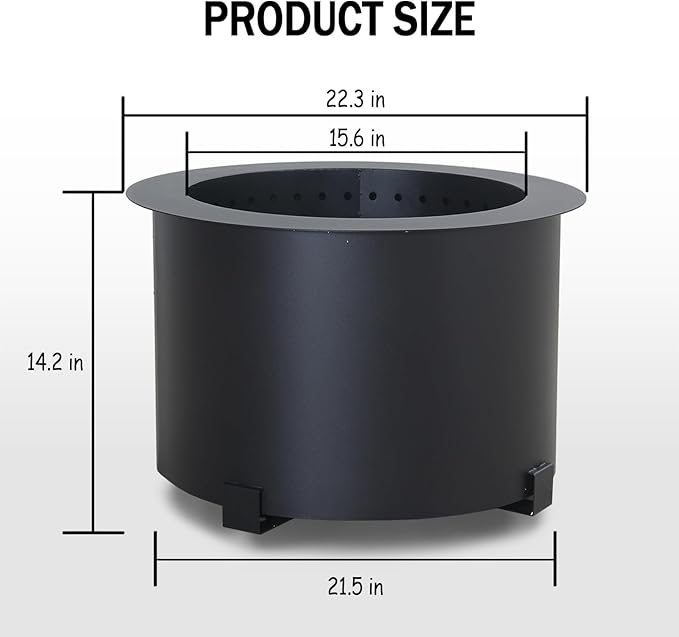 21.5 Inch Smokeless Fire Pit Stove, Stainless Steel Outdoor Bonfire Firepit, Wood Burning Fireplaces for Patio, Backyard, Camping