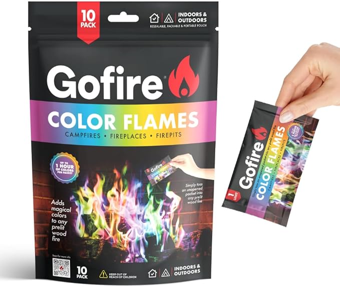 Color Flame Packets - Safe for Indoor & Outdoor Use - 1 Hour Burn for Campfires, Fireplaces, Firepits - No Need to Open Just Drop in (15)