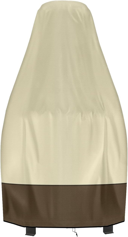 Chiminea Cover Outdoor Waterproof Chiminea Fire Pit Cover Heavy Duty Durable Chiminea Protection Cover with Drawstring (Beige & Brown, 24D x 48H)