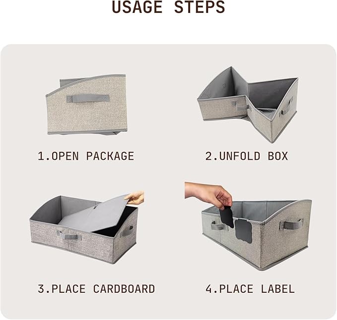 Closet Organizers and Storage with Labels Clip,Trapezoid Storage Bins,Storage Baskets for Shelves,Gift Basket Empty for Birthday,Books,Foldable Toy Storage Organizer,Large,Honey Beige,3-Pack