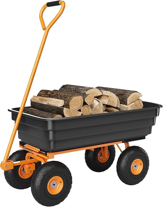 Heavy Duty Garden Dump Cart, 1200LB Yard Utility Cart with All-Terrain Wheels & Quick-Release, Gardening Cart