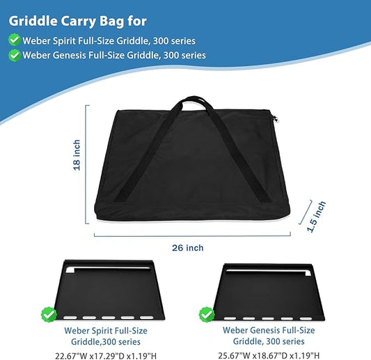 Griddle Cover for Weber Spirit 300 Series Griddle, for Weber Genesis 300 Series Griddle, Full-Size Storage Bag with Durable Handles, Flat Top Griddle Cover for WeberGriddle Insert Storage Carry Bag