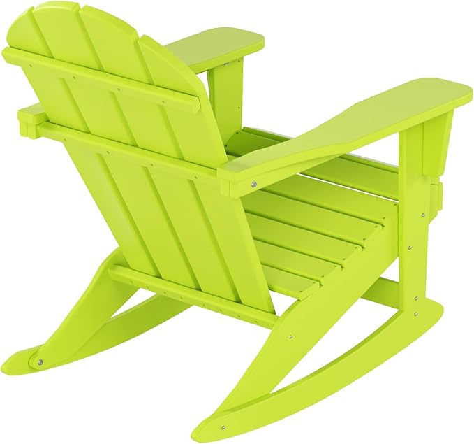 WestinTrends Malibu Outdoor Patio Porch Rocking Adirondack Chair (Set of 4), Lime