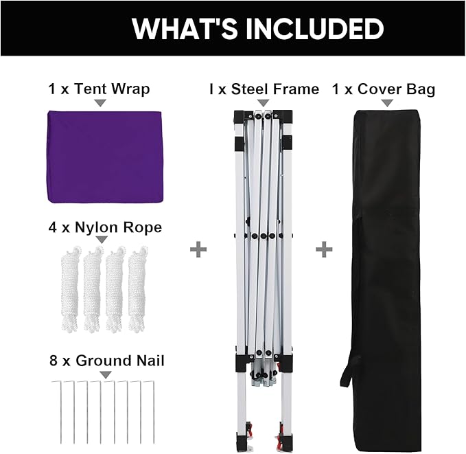 Northroad 8X8 FT Pop Up Canopy, Outdoor Instant Canopy Tent w/Carrying Bag, Portable Gazebo Shelter for Wedding Party,Commercial Event,Patio,Garden,Beach -Purple
