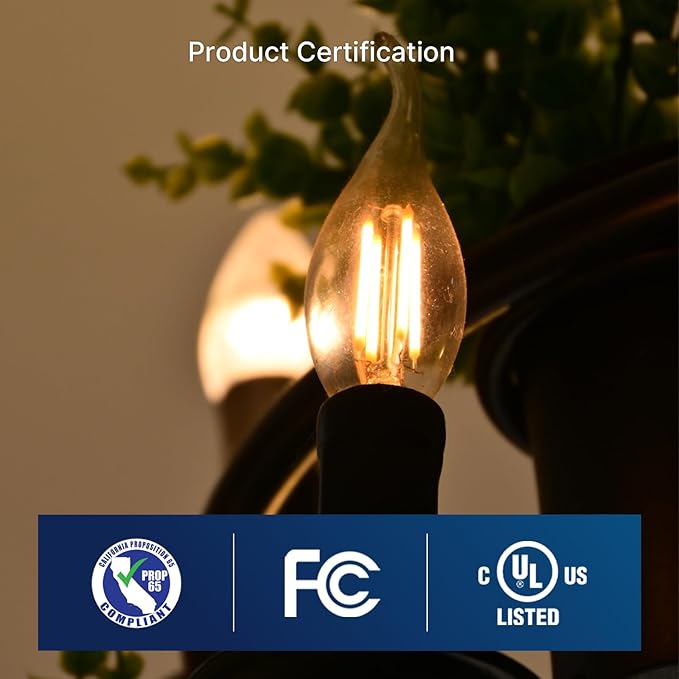 FLSNT LED Candelabra Bulbs, Dimmable CA11 E12 LED Chandelier Light Bulbs, 2700K Soft White, 4W (40W Equivalent), 450LM, 6 Pack UL,CA65 Listed.