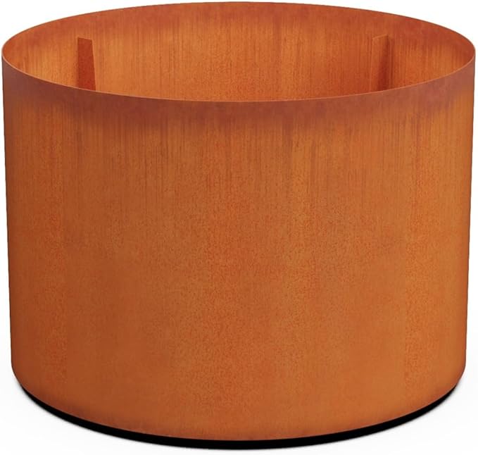 PLANTERCRAFT Corten Steel Metal Planter Box, Round Sizes, Modern Garden Steel planters for Commercial and Residential Outdoor Use.