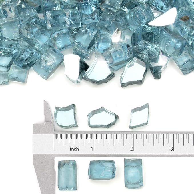 Stanbroil 10-Pound Fire Glass - 1/2 inch Reflective Tempered Fire Glass for Fireplace Fire Pit, Aqua Blue Reflective
