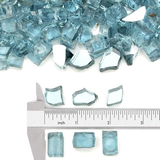 Stanbroil 10-Pound Fire Glass - 1/2 inch Reflective Tempered Fire Glass for Fireplace Fire Pit, Aqua Blue Reflective