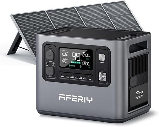 AFERIY P280 2800W Portable Power Station with 200W Solar Panel, UPS 2048Wh LiFePO4 Battery,Expandable to 10kWh,1800W AC Charging Less 38 mins,Solar Generator for Home Use,Power Outages,Camping,and RVs