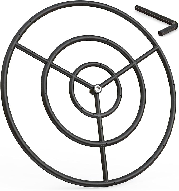 onlyfire 30 Inch Round Fire Pit Burner Ring for Natural Gas & Propane Fire Pit and Fireplace, Alloy Steel DIY Firepit Burner for Both Indoor and Outdoor, BTU 435,000 Max