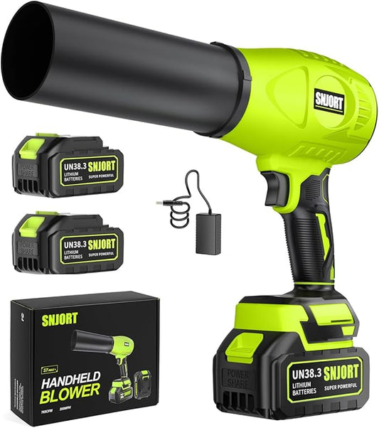 SNJORT Leaf Blower Cordless with Battery and Charger, 980,000 RPM, Extended Nozzle, Lightweight Handheld Design,Blower for Lawn Care, Patio，Birthday Gifts for Men Dad Husband（Moss Green