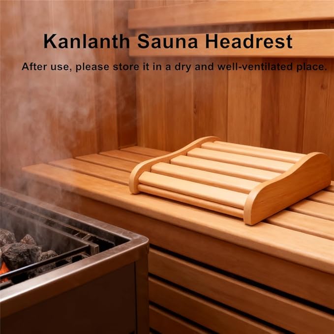 Sauna Headrest, Hemlock Wood Head Pillow for Barrel and Infrared Saunas, Comfortable Ergonomic S-Shape Design Head Pillow for Head and Neck Support Home Wellness,15.7" L*13.38" W*3.8" H