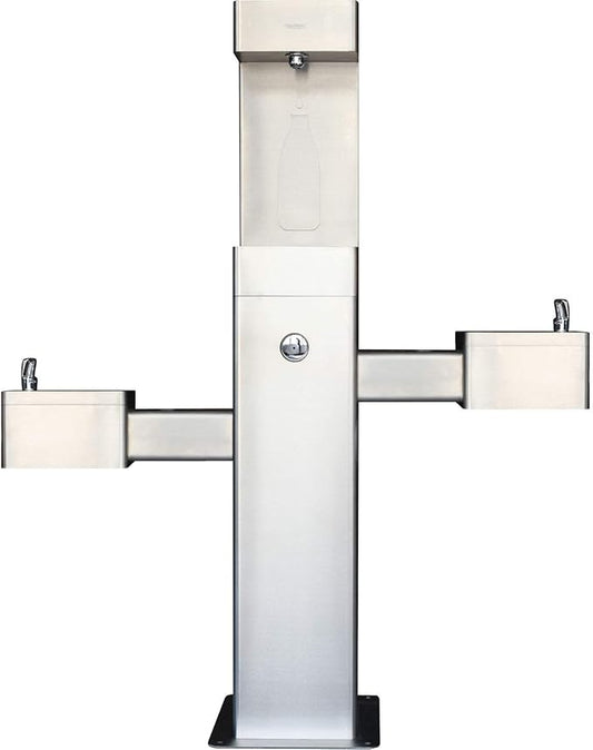 Global Industrial Outdoor Bottle Filling Station & Bi-Level Drinking Fountain, Stainless Steel