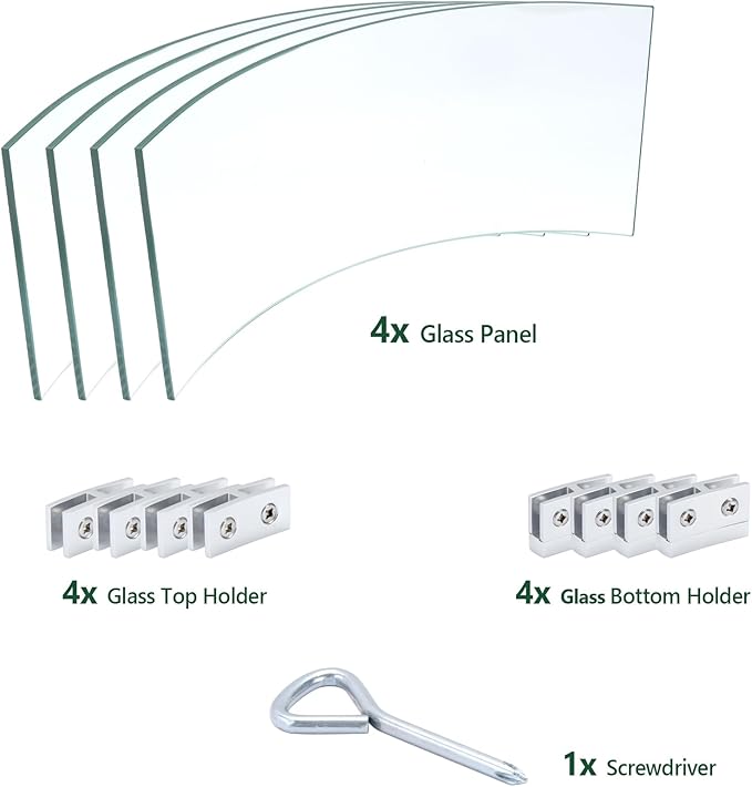 Fire Pit Wind Guard, 17" Glass Wind Guard for Fire Pit Round Table, Made of Clear Tempered Glass, Set with Assembly Instructions