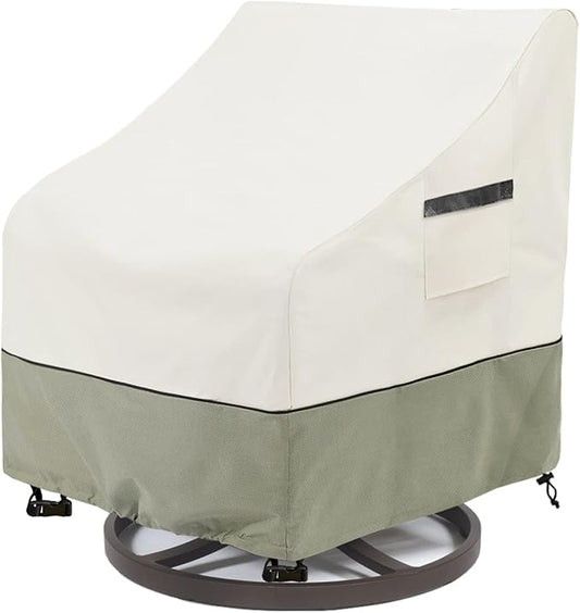 Outdoor Swivel Lounge Chair Cover,100% Waterproof Heavy Duty Outdoor Chair Covers,(33 L x 37 W x 38.5 H inches) Patio Furniture Cover for Swivel Patio Lounge Chair,White&Grayish Green