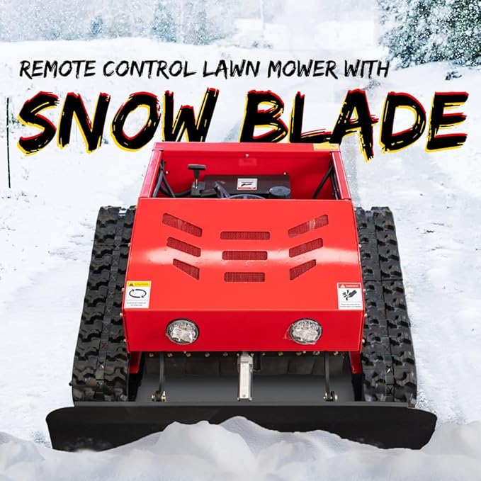9HP Remote Control Lawn Mower, Small Crawler Oil-Electric Hybrid Track Drive Lawn Mowing and Weed Whacker, All Terrain Grass Cutter Yard Mower, 45° Climbing (SKD 224-55-SNOW)