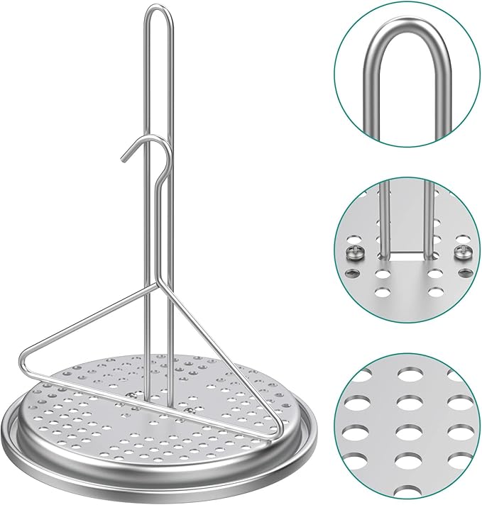 Turkey Chicken Fryer Accessory Kit with Wire Handle Lifter Hook Vertical Roaster Holder Base for Deep Fry Pot Grill BBQ